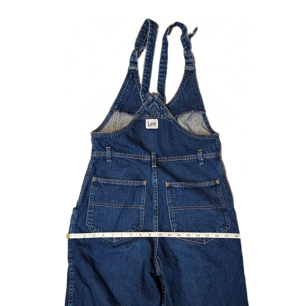 Vintage Lee Womens Denim Bib Overalls Button Front Taper Leg Size 3 Made In USA - Picture 9 of 12
